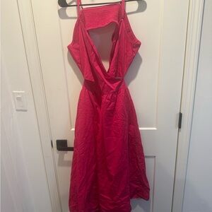 Chic Spaghetti Strap Backless Pink Dress